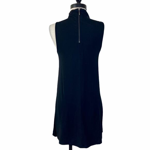 Ella Moss mock turtleneck tunic top, black stretch knit sleeveless side slit - Picture 3 of 7